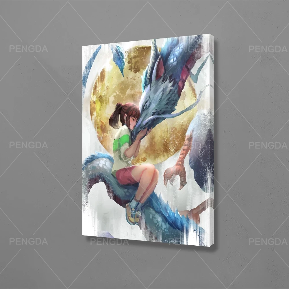 

Home Decor Canvas Paintings Spirited Away Pictures White Dragon Wall Art Fog Printed Modular Poster No Frame Artwork Living Room