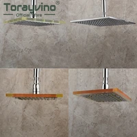 torayvino modern chrome glass square bathroom rainfall shower heads wall mounted shower faucet spray withput arm