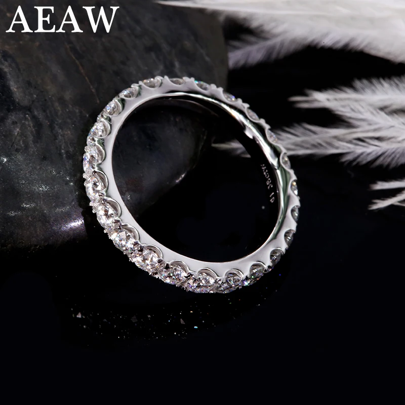 AEAW 14K белое золото 2 мм Moissanite Eternity обручальное кольцо для женщин подарок дамские Stackable золотые свадебные Rin