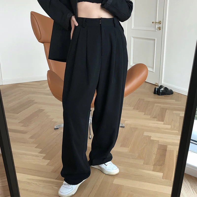 Женские брюки с высокой талией широкие Свободные повседневные 2021 | Женская