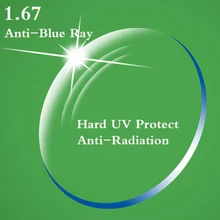 Anti Blue Light Rays Series 1.56 1.61 1.67 1.74 Prescription CR-39 Resin Aspherical Glasses Lenses Blueblocking Lens for 2pcs