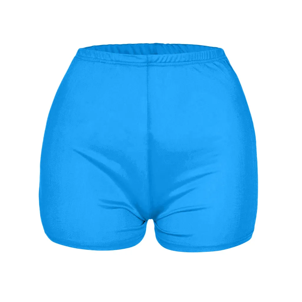 

High waisted Mini Elastic Waist Leggings Printed Club Party Summer Beach Sexy Shorts Basic Slip Bike Athletic Shorts