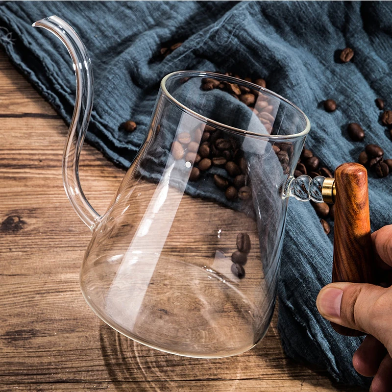 Стеклянный кофейник с тонким носиком гусиная шея ручной работы чайник защитой от