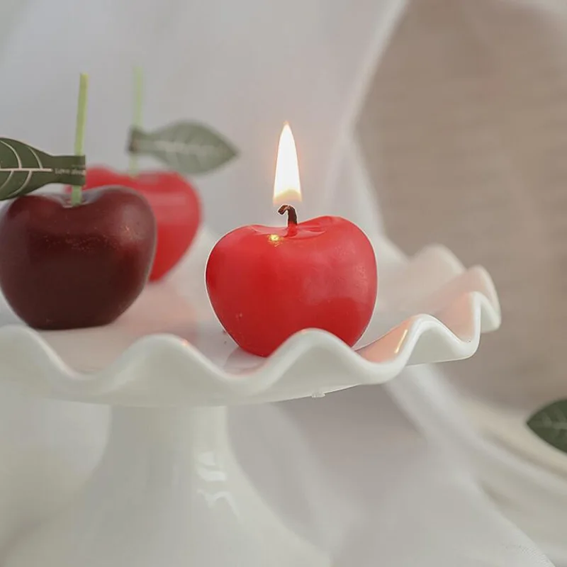 4PCS Cherry Scented Candles Fruit Shaped Candles New Year 2022 Wedding Decoration Table Candles Gift Sets