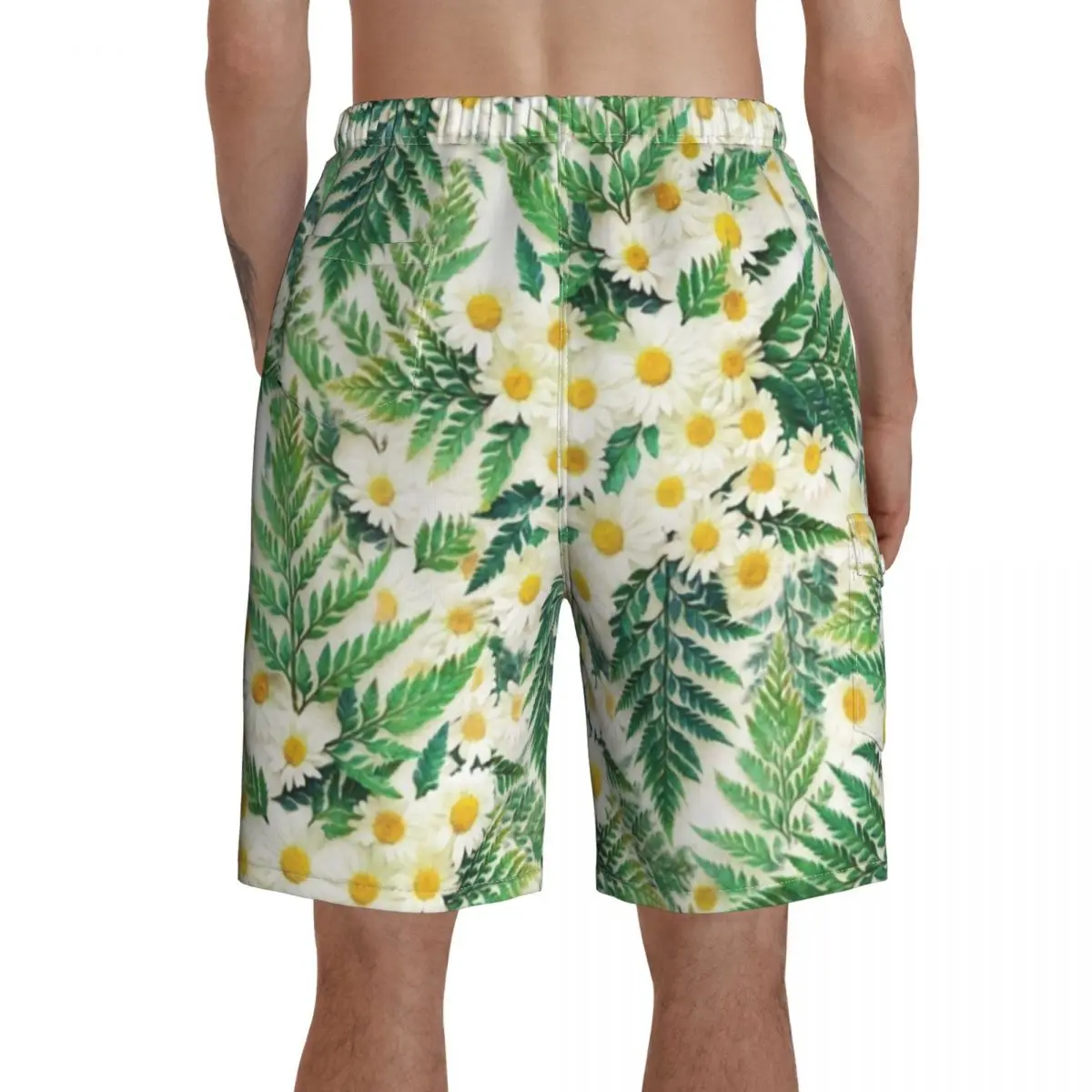 

Daisy Board Shorts Men Beach Swimming Trunks Polyester Pattern Swim Trunks