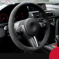 black alcantara hand stitched car steering wheel cover for bmw m sport f30 f31 f34 f10 f11 f07 f12 f13 f06 x3 f25 x4 f26 x2 f39