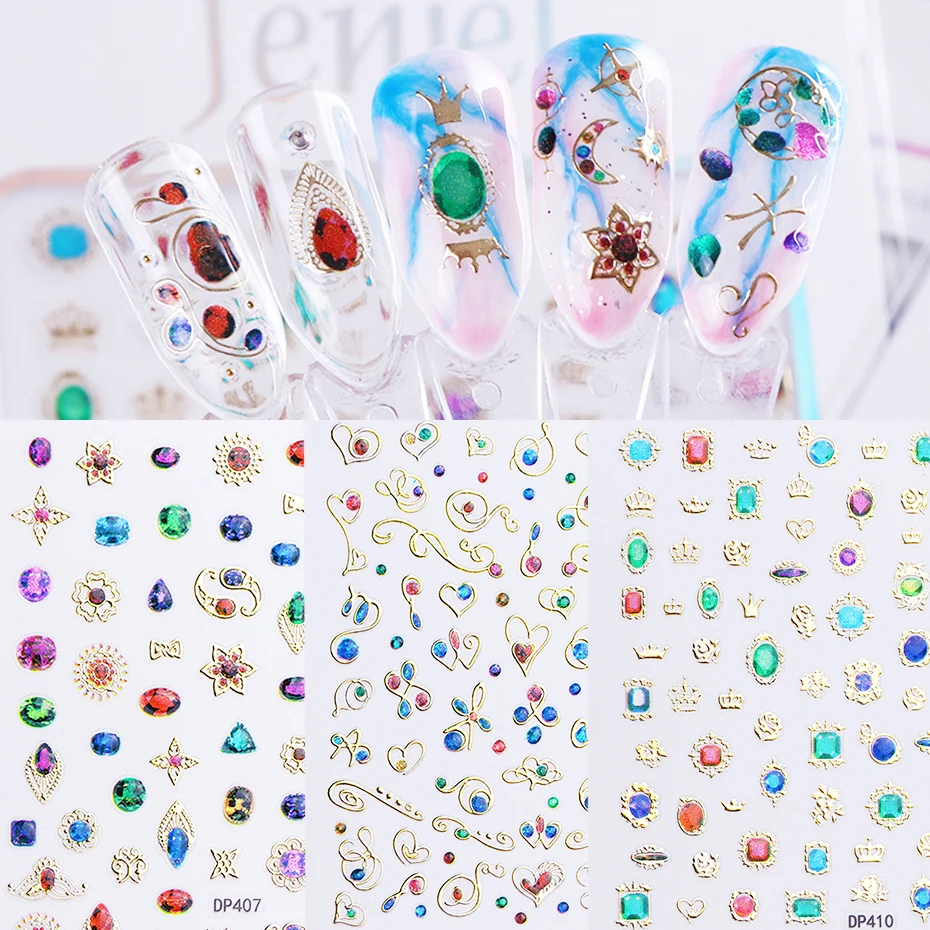 Красочные ювелирные украшения наклейки для ногтей многосерия 3D красивый дизайн