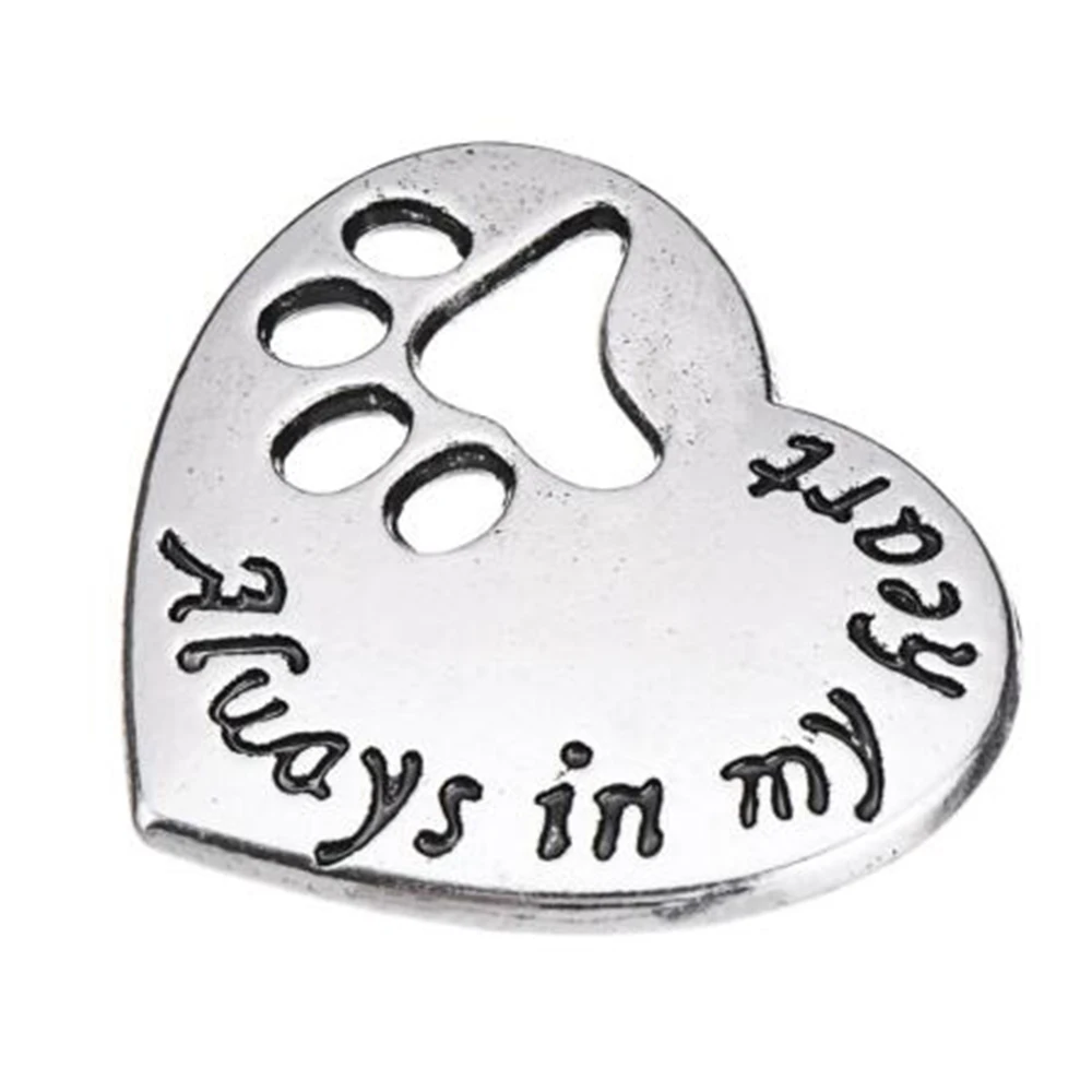 2021 New Dog Paw Cat Print Hearts Charms Always In My Heart Love Pendants DIY Antique Silver Plated Jewelry | Украшения и