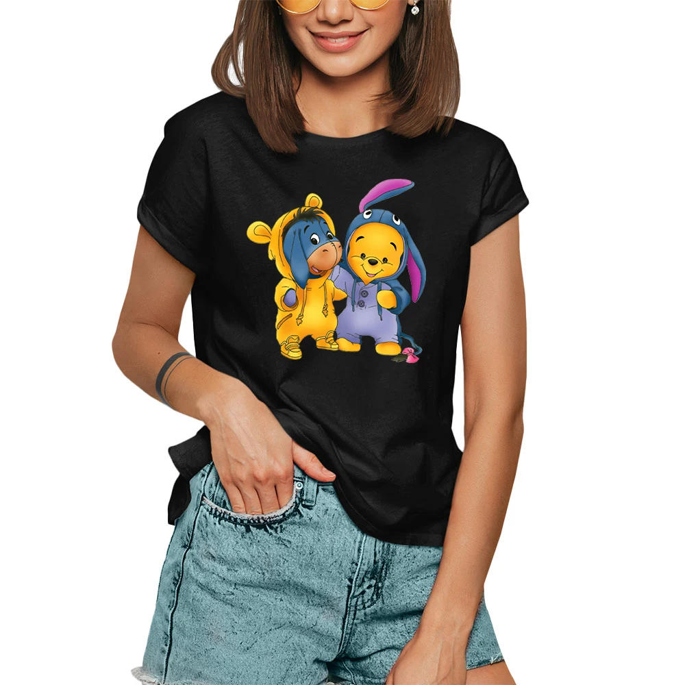 Модная трендовая новая футболка Disney, милая графическая Женская одежда с принтом Винни-Пуха, медведя, Повседневная Милая Дамская Футболка в ...
