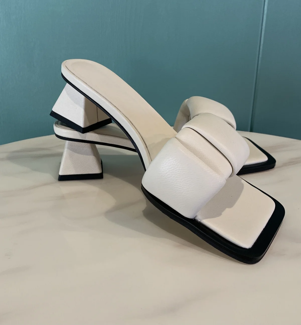 

Summer Mules Shoes Women Slippers High Heel Designer Female Slides Genuine Leather Luxury Brand Fashion Outside Wear 2020