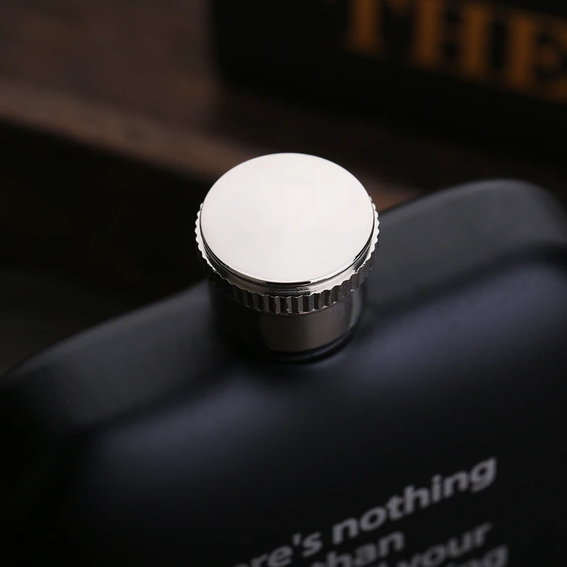 6 унций квадратная матовая черная металлическая плоская колба из нержавеющей