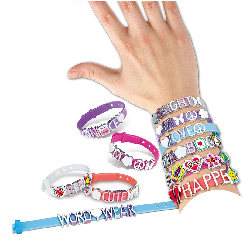

DIY Girls' Toys Homemade Braided Children'S Crafts Letter Bracelet Necklace Family Girl Hand Wristwatch With Set Toy