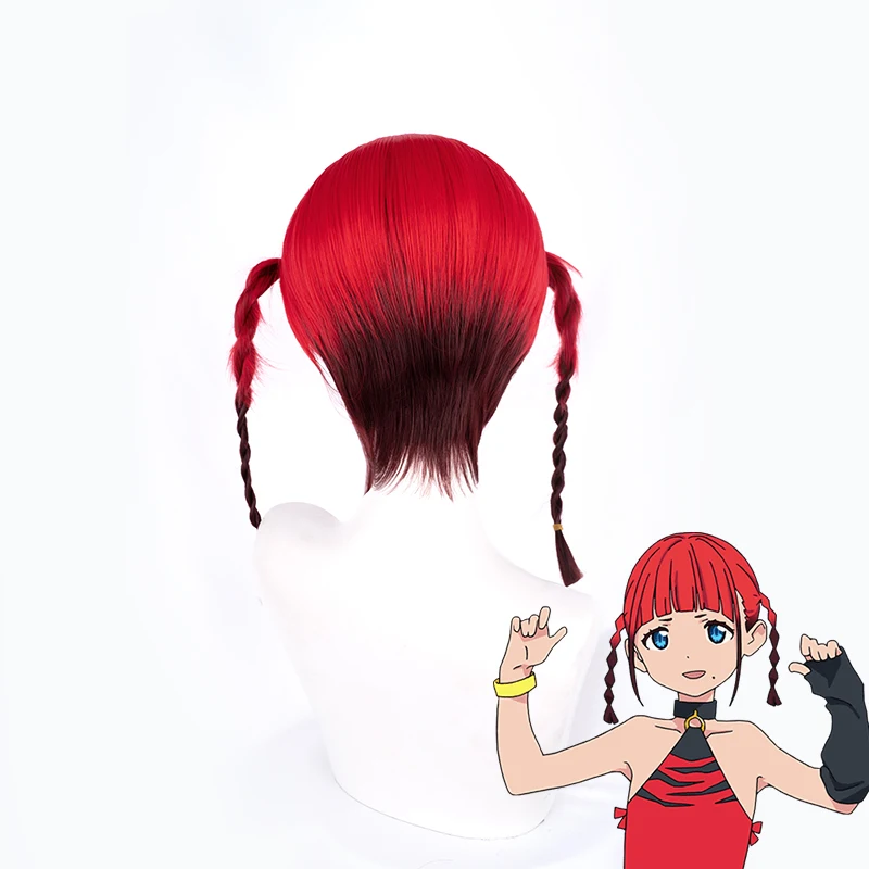 Парик для косплея Asukagawa Chise SSSS. Dynazonon плетеный черный красный на Хэллоуин ролевая
