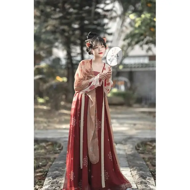 

2022 ancient traditional chinese woman elegant hanfu dress fairy embroidery stage folk dance costume retro tang dynasty hanfu