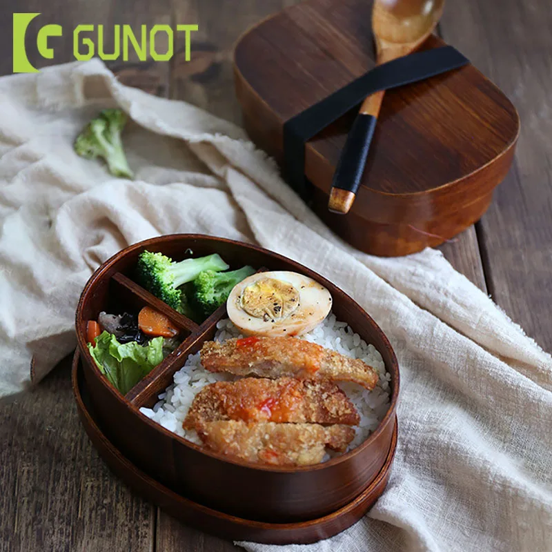 Деревянная коробка для завтрака с столовыми приборами в японском стиле