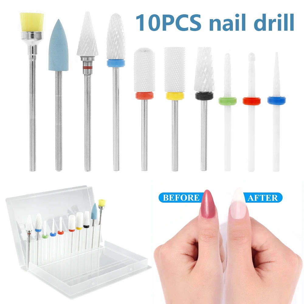 

10pcs Milling Cutter Manicure Nail Drill Bits Pedicure Electric Files Nail Drill Bit Feecy Mill Cutters for Removing Gel Varnish