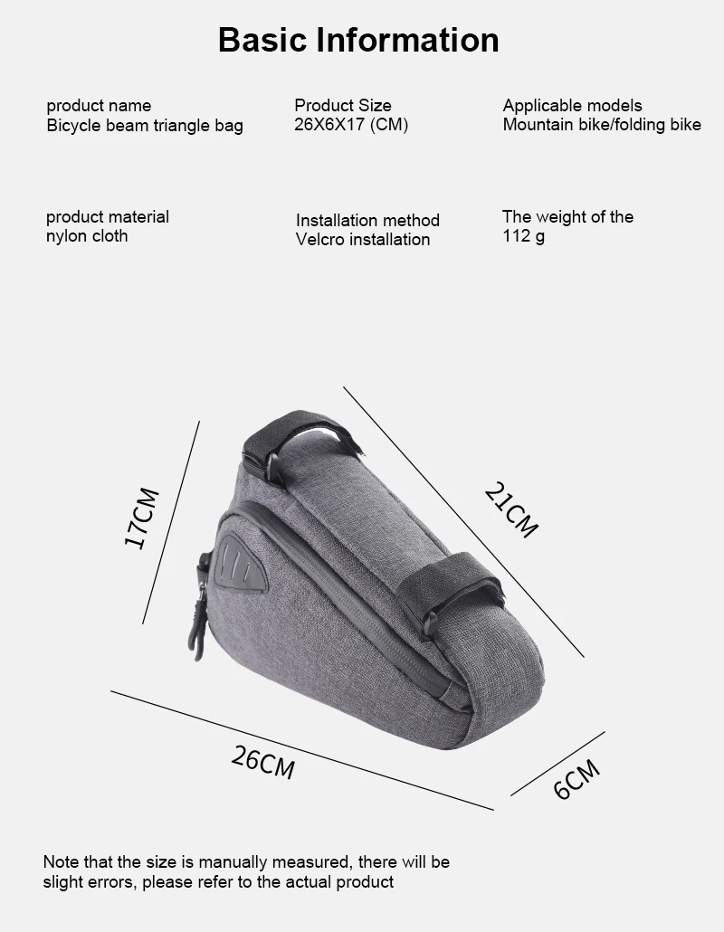 

Waterproof Triangle Bike Bag Bicycle Pouch Frame Bags Cycling Front Bag Bicycle Accessories Big Capicity Durable Riding Panniers