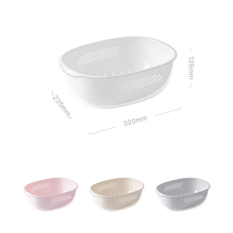 

Double-layer Drain Storage Basket Multifunctional Cleaning Fruit and Vegetable Basin Household Portable Kitchen Storage Tools