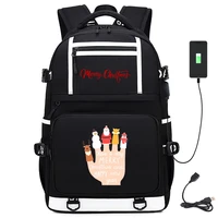 christmas backpack usb large capacity shoulderbag student schoolbag bookbag leisure travelbag campus computer bags 2021