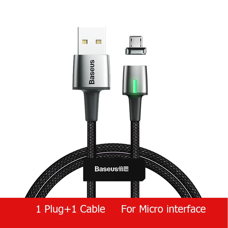 BLACK Магнитный кабель Baseus, Micro usb type-C, кабель для iPhone, huawei, Xiaomi, быстрая зарядка, магнитное зарядное устройство, USB C, для huawei P20 - Цвет: BLACK