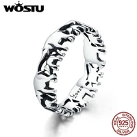 wostu 100 real 925 sterling silver animal elephant family finger rings for women silver fashion 925 jewelry gift cqr344