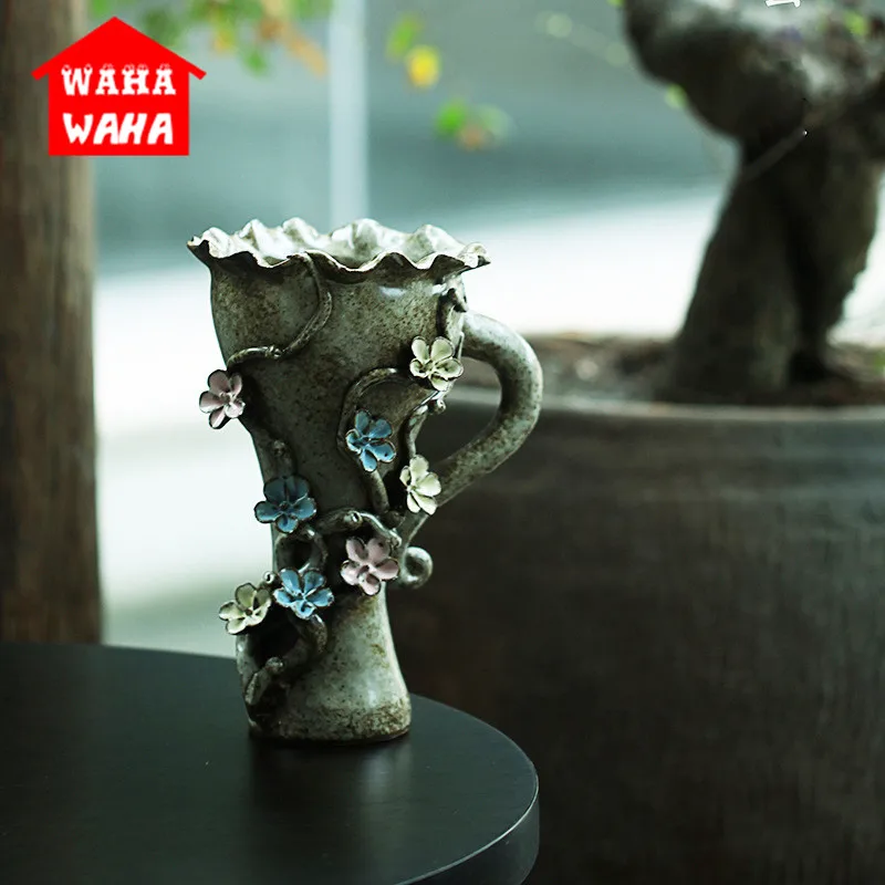 Керамическая ваза Цзиндэчжэнь в винтажном китайском стиле для цветов чистый