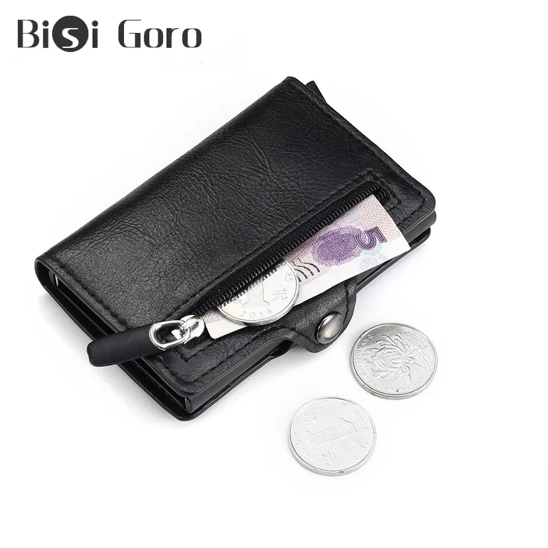 BISI GORO Новый карбоновый черный кошелек из искусственной кожи держатель для карт