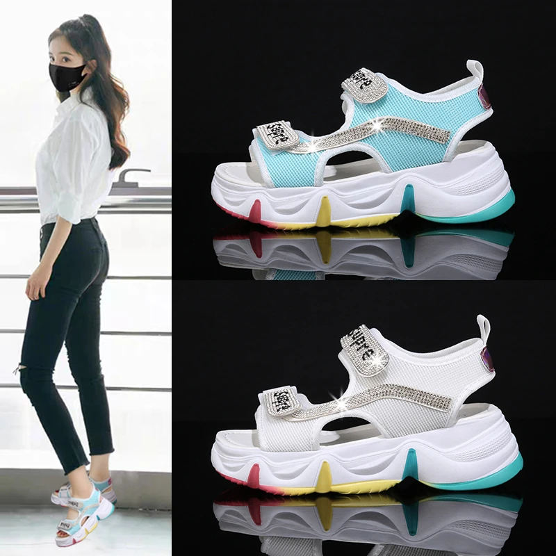 

2021 Summer Sandals Women Platform Shoes Casaul Flats Shoes Chunky Leather Sandals Outdoor Beach Sandals Women's Flat Sandals