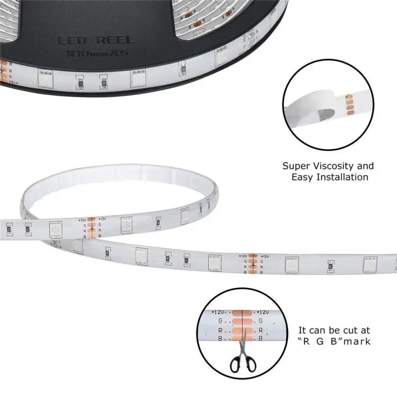 1/2/3/4/5M LED Strip 5050 2835 IP20 RGB Light Flexible Ribbon Stripe DC 3.6W/5V Diode Tape IR Controller Adapter | Освещение