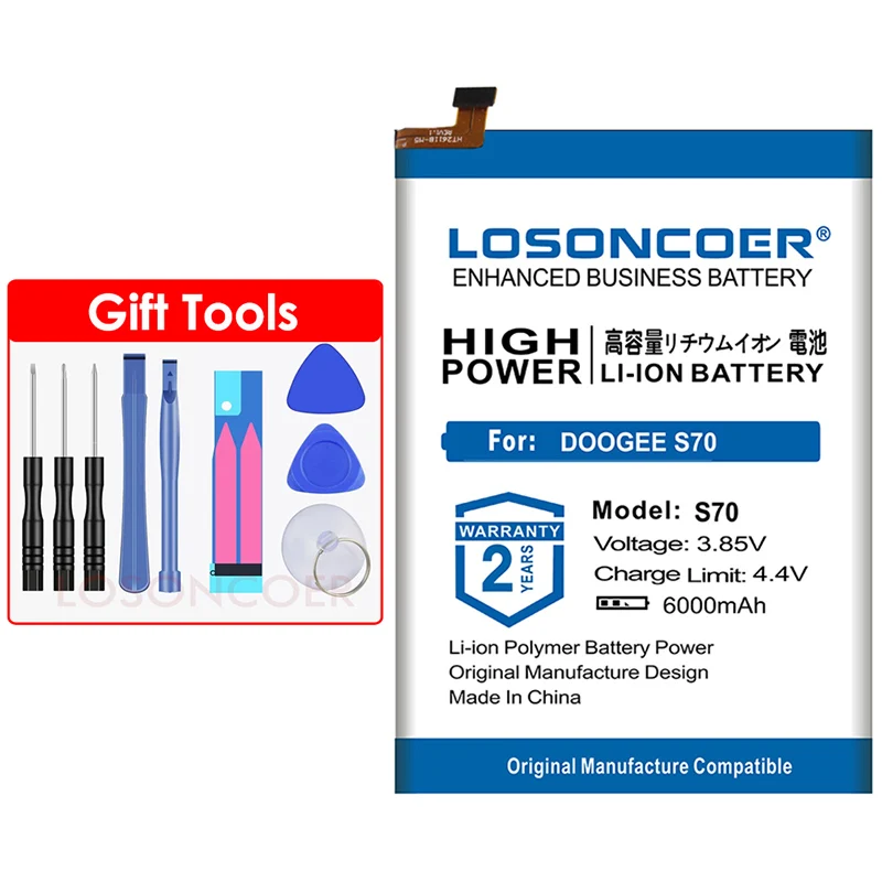 LOSONCOER 6000mAh S70 Сменный аккумулятор для DOOGEE S70/S70 Lite батареи для смартфона