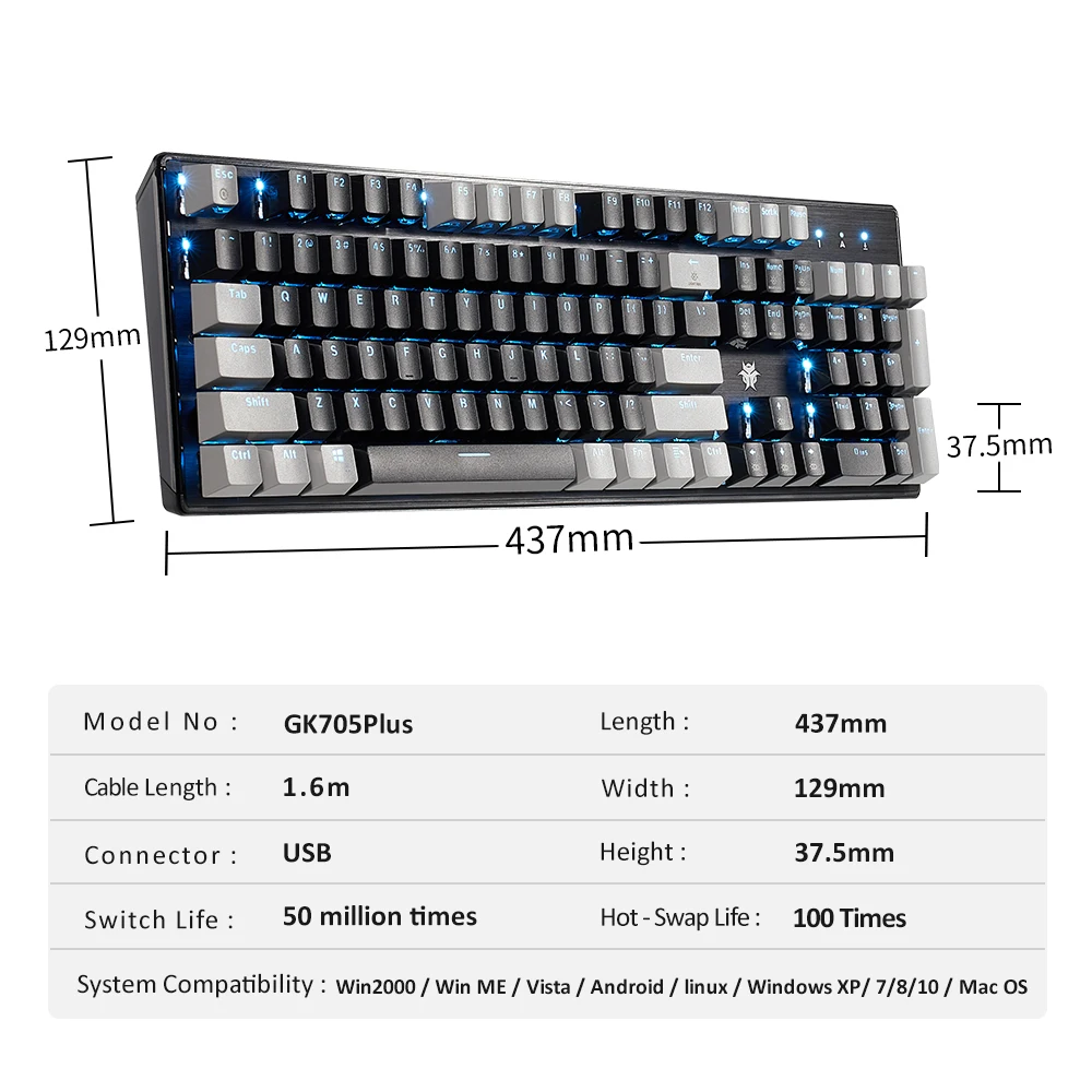 hexgears gk705plus kailh box switch mechanical keyboard hot swap lol 104 keys waterproof mechanical gaming keyboard for desktop free global shipping