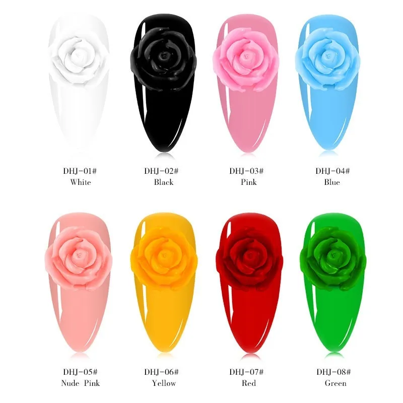 8 расцветок лак для ногтей Гель 3D моделирование резной гель Клей цветы живопись