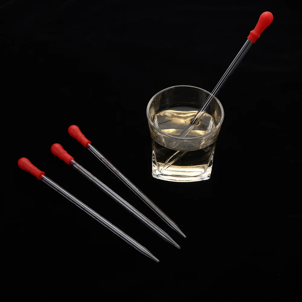

0.5ml/1ml/2ml/3ml Rubber Head Glass Dropper Glass Pipette Lab Chemistry Dropper Pipet With Scale Line Red&Transparent