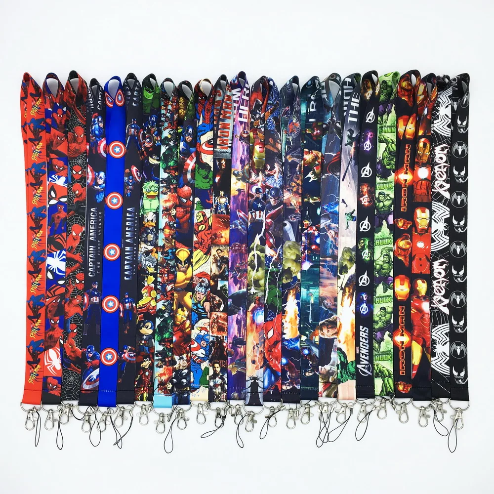 10 шт/20 шт/30 шт/50 шт Marvel Comic Hero Lanyard телефон ID брелки кошелек цепь подарок коллекция