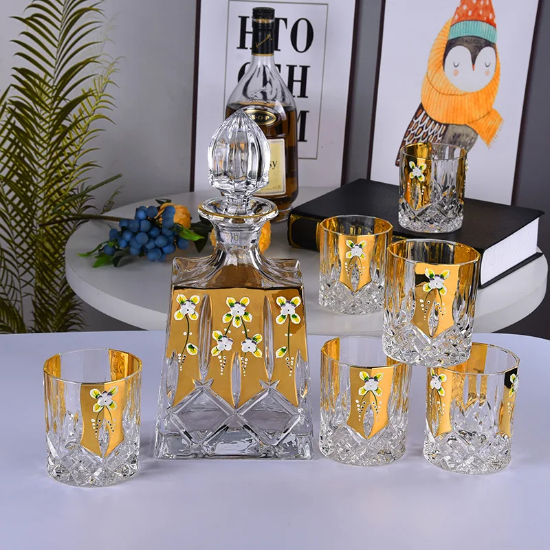 

Whiskey Decanter And Glasses Bar Set, Includes Whisky Decanter And 6 Cocktail Glasses - 7 Piece Set 210311-09