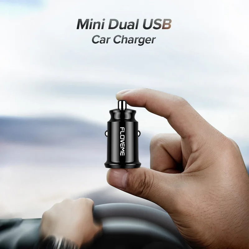 FLOVEME Dual USB Автомобильное зарядное устройство для iPhone 11 Pro 3.1A Быстрая зарядка для samsung S10 S8 S9 Универсальный мини автомобильный адаптер зарядного устройства для телефона