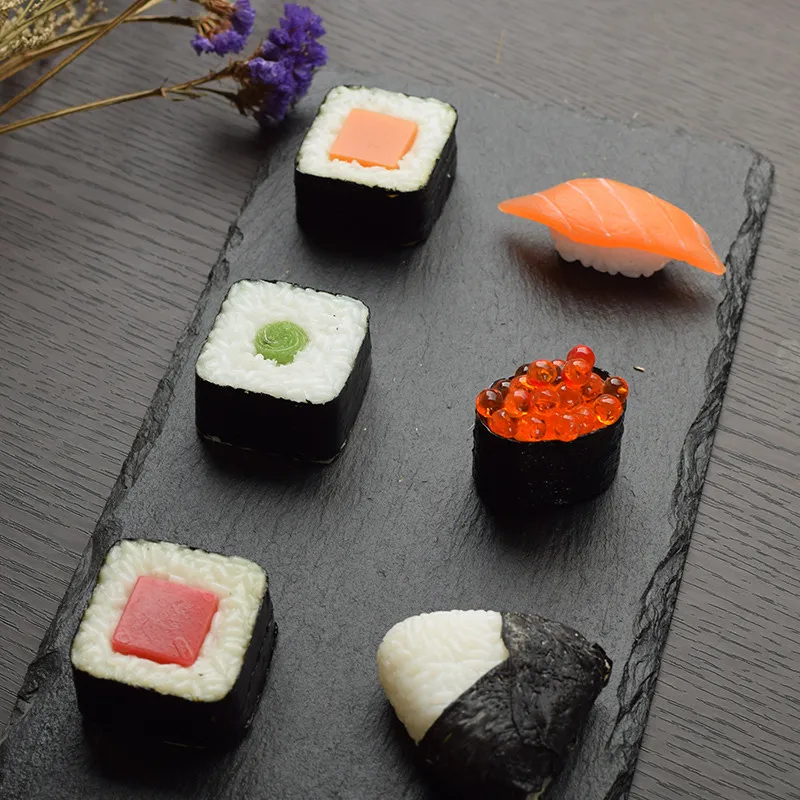 Блюда из натурального черного сланца в западном стиле Квадратные Твердые