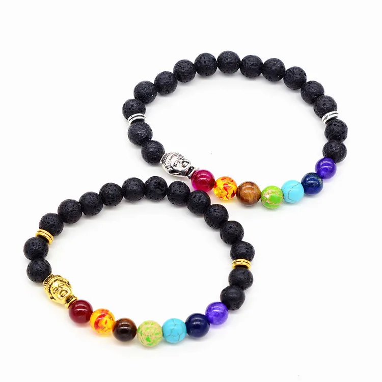 Голова Будды Йога 7 Чакр исцеляющий баланс 8 мм бусины натуральные браслеты из