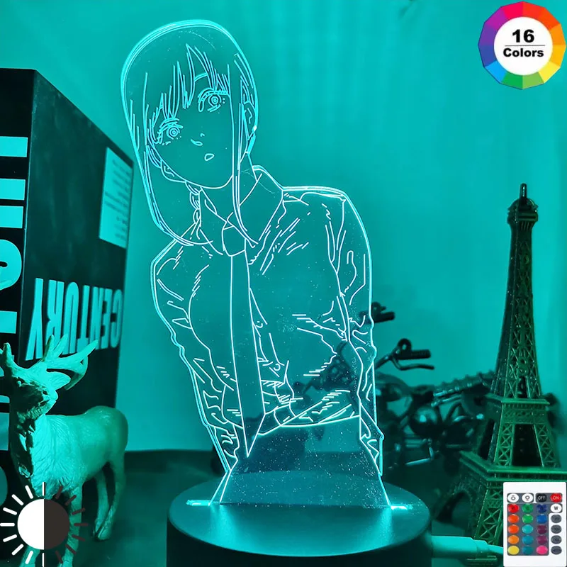 3d Led Night Lamp Anime Chainsaw Man Makima for Bedroom Decor Kids Birthday Gift Manga Light Bedside | Лампы и освещение