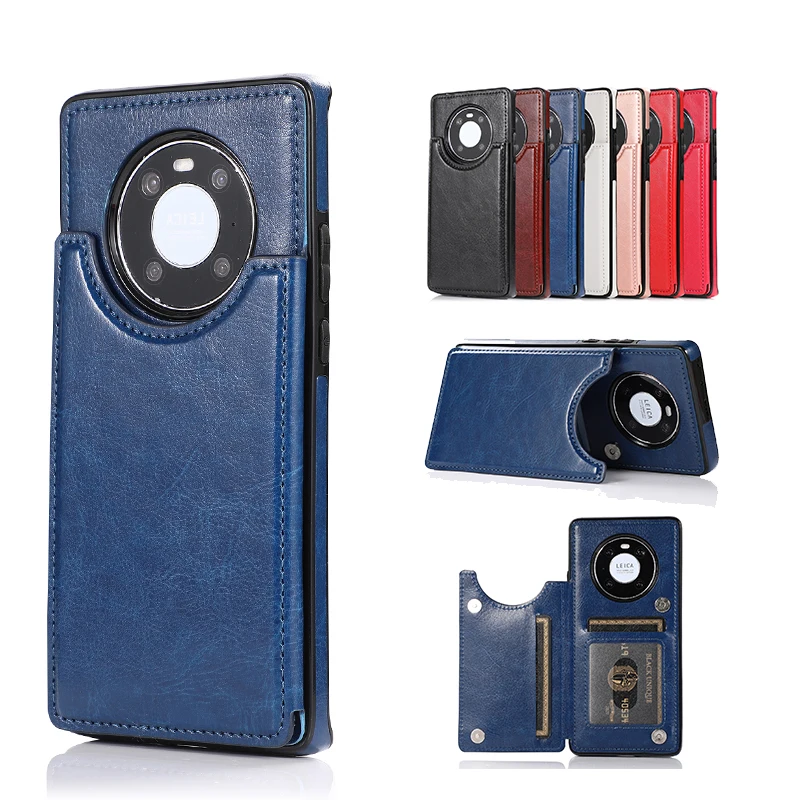 

Pure Color Luxury Business Clamshell Leather Phone Case For HuaWei MATE 20 30 40 P30 P40 PRO PLUS LITE Card Wallet Cases Cover