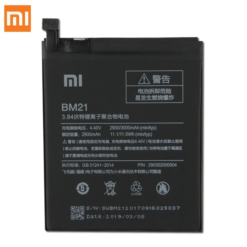 Сменный аккумулятор для Xiao mi Red mi Note 5," Redrice Note BM21, настоящий аккумулятор для телефона 2900 мАч