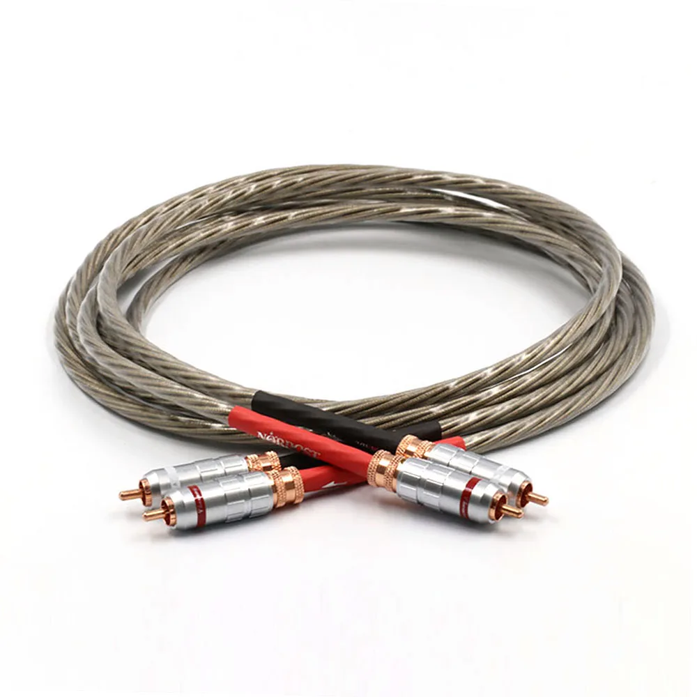Пара hi end 8 ядер 7N посеребренный OFC медный RCA аудио соединительный кабель Высокое