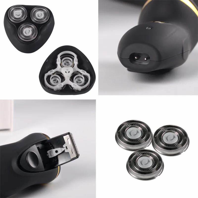 

Electric Shaver Rechargeable Waterproof Washable Shaver men's Electric 3 Heads Razor Triple Blade ES-178 gold black