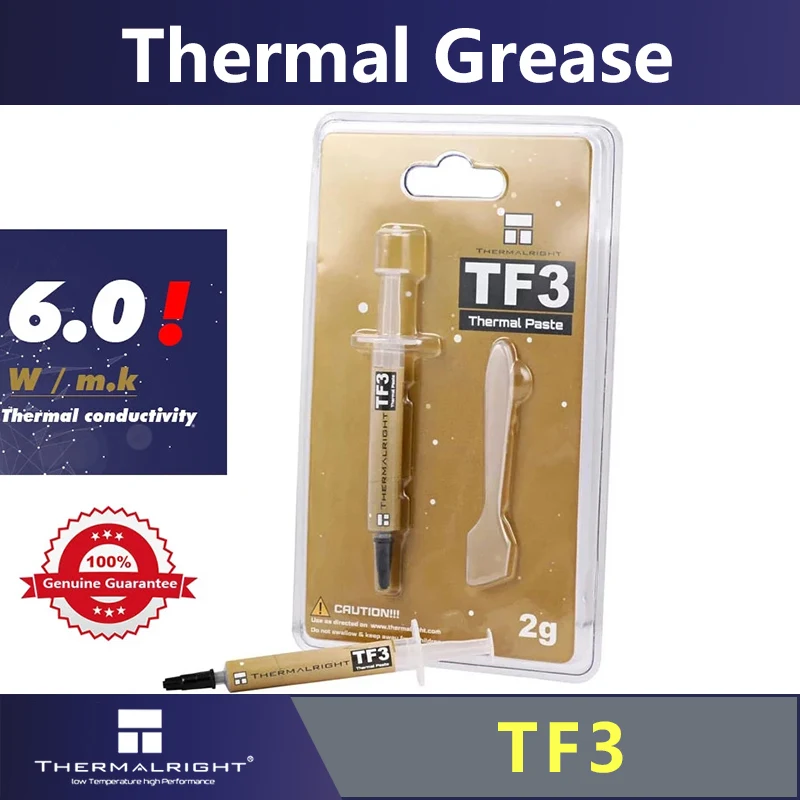 

Thermalright TF3 thermal grease CPU non-conductive thermal paste 2g GPU radiator long service life thermal conductivity 6.0w/m.k