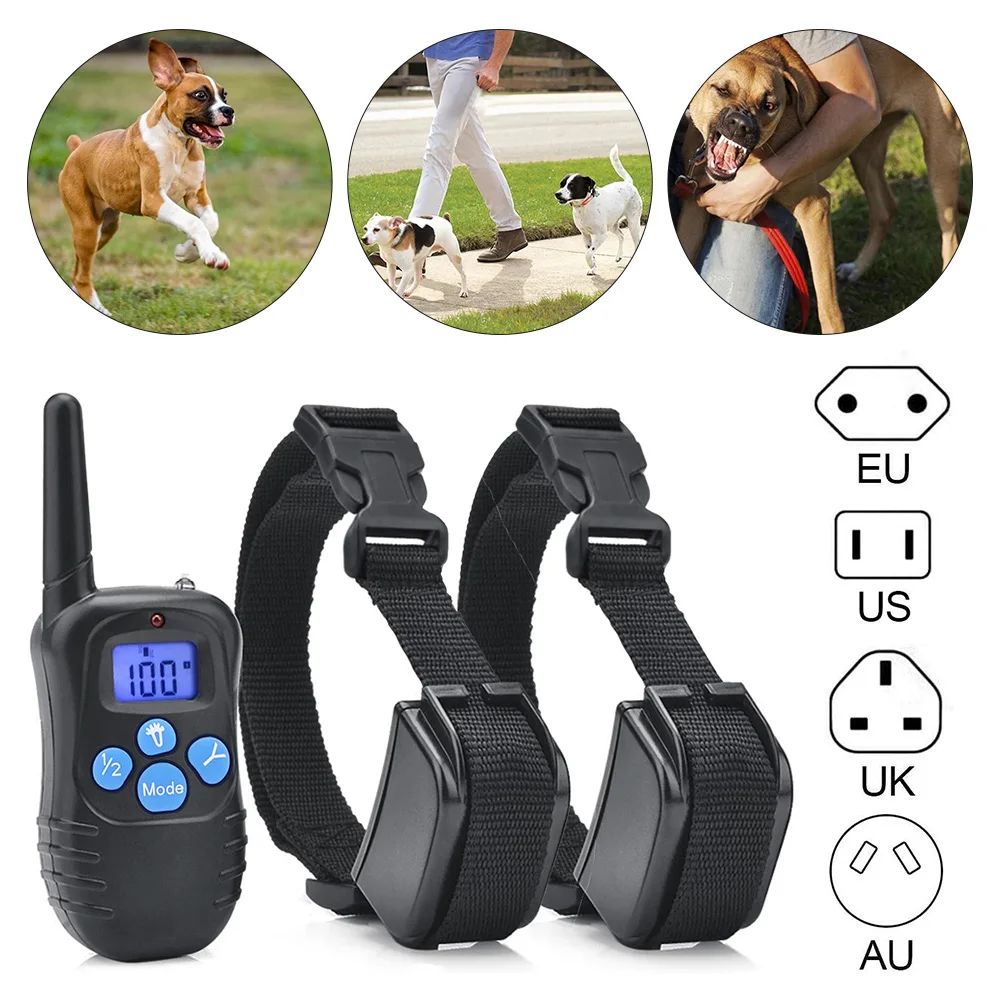 

Remote Electric Dog Training Collar Pet Remote Control Waterproof Rechargeable With LCD Display For Shock Vibration Sound