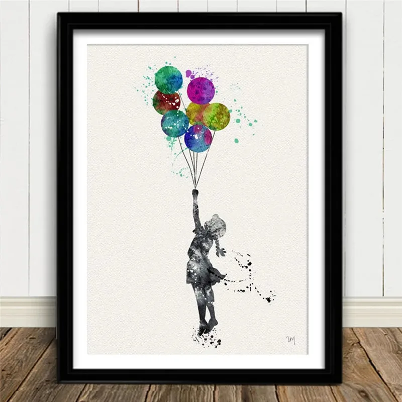 

Balloon Girl Art Ink Banksys Oil Painting on Canvas Graffiti Cuadros Posters and Prints Smoking Wall Art Picture for Living Room