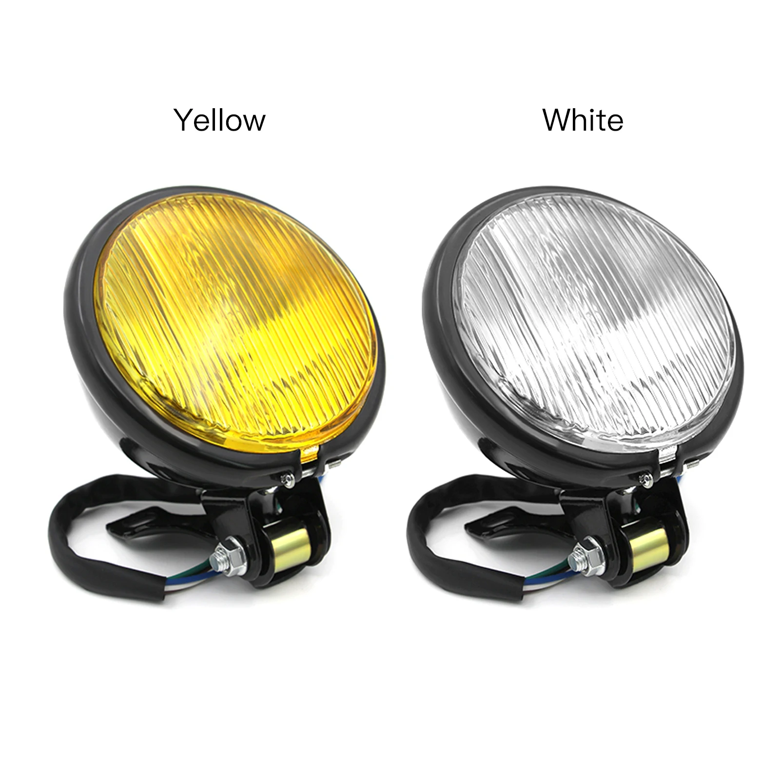12V Universal 35W Retro Round Motorcycle Halogen Front Headlight With Head Lamp Bracket For CG125 GN125 Suzuki Honda Cafe Racer |