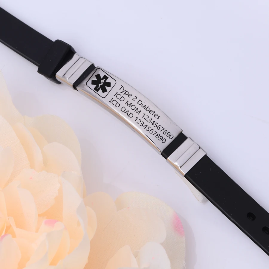 FLYANGEL Custom Bracelet Medical Alert ID Emergency Jewelry Silica gel Accessories For Patient Gifts |