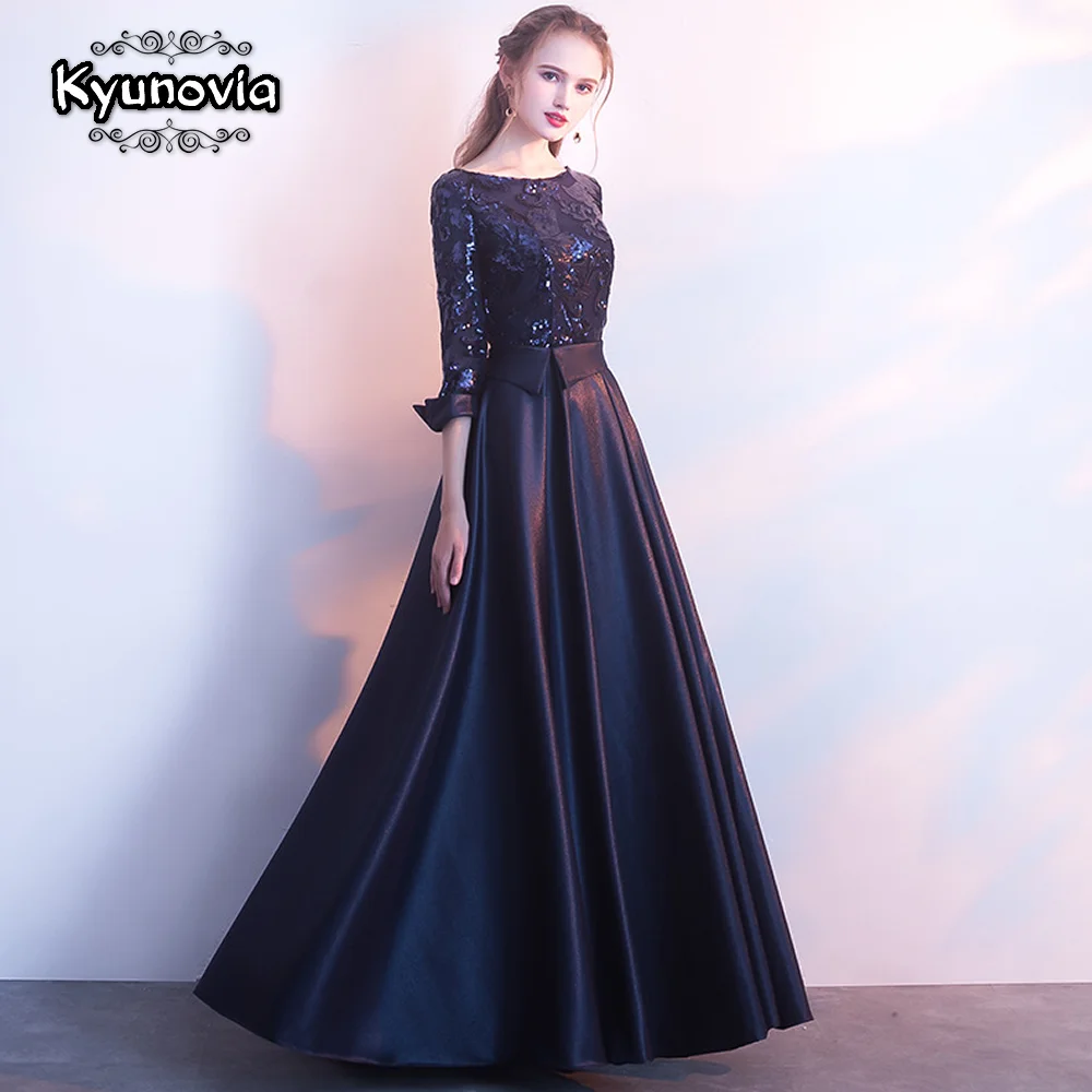 Вечернее платье с длинными Для женщин Винтаж трапециевидной формы круглым