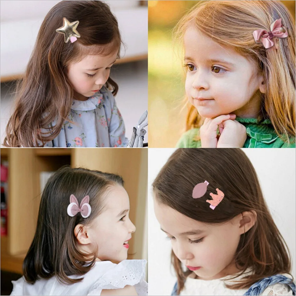 

18pieces Head Wear Set Children Elastic Bow Knot Hair Clips Crown Rabbit Flower Barrettes Hairpins Kids Bow Girls Without box